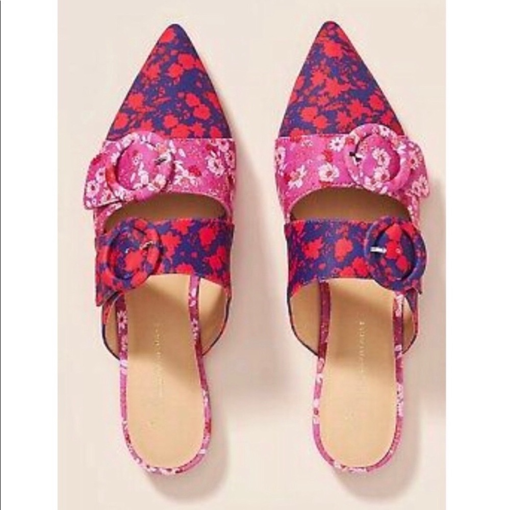 Anthropologie pink and blue mule